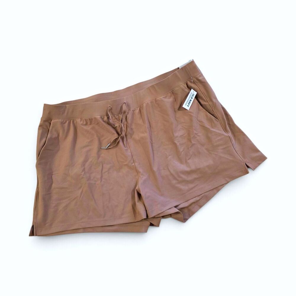 NEW Old Navy Active Powersoft High-Rise Brown Athletic Shorts 2XL 3" Pockets